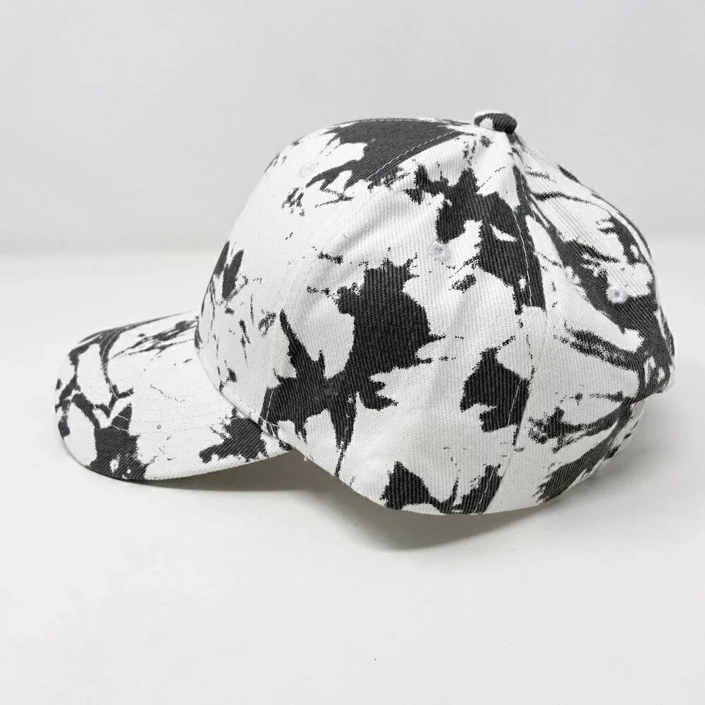 Smiley Face White Gray Tie Dye Ball Cap Hat